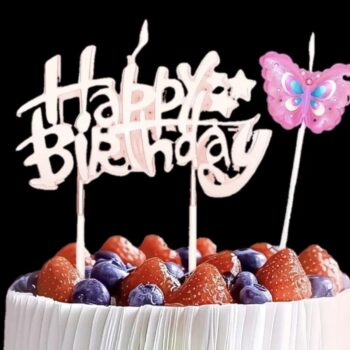 Набор свечей жемчуг "Happy Birthday" с бабочкой